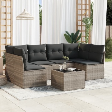 Set canapele de grădină cu perne, 7piese gri deschis poliratan - Img 1