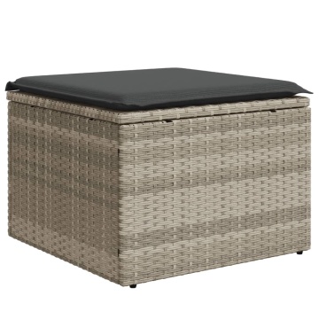 Set canapele de grădină cu perne, 7piese gri deschis poliratan - Img 6