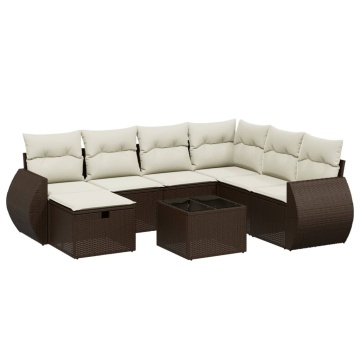 Set canapele de grădină cu perne, 8 piese, maro, poliratan - Img 2