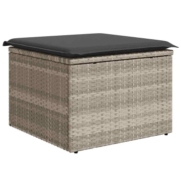 Set canapele de grădină cu perne, 9 piese gri deschis poliratan - Img 6