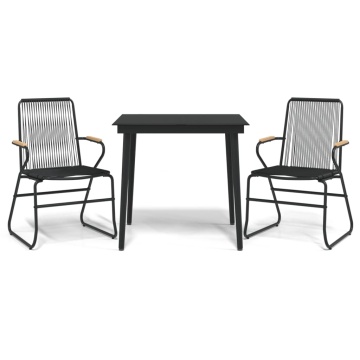 Set cu masă pentru grădină, 3 piese, PVC negru, ratan - Img 2