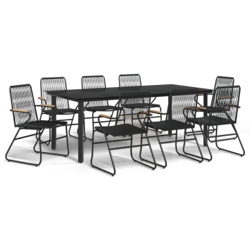 Set cu masă pentru grădină, 9 piese, negru, ratan PVC - Img 2