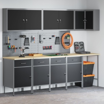 Set de 12 piese pentru dulap de lucru și tablă de unghii - Negru, MDF și Metal - Img 4