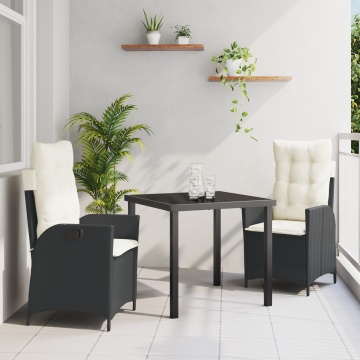 Set de 2 Negru Ratan PE Mediu Cotieră ajustabilă - Img 1