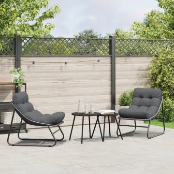 Set de 2 scaune de Relaxare cu Pernă Neagră 60x80x71 cm Oțel - Img 1