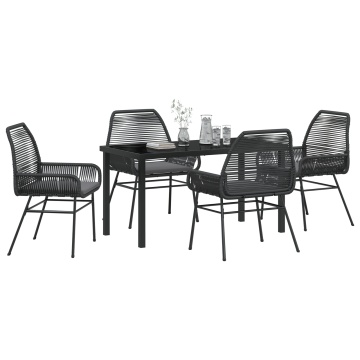Set de 5 Piese pentru Cină în Grădină cu Pernițe Negru din Ratan Poly - Img 3