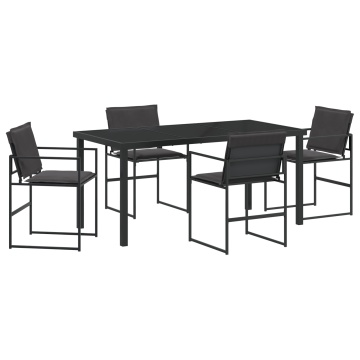 Set de 5 Piese pentru Dining în Grădină cu Pernițe Negru Textilene și Oțel - Img 2