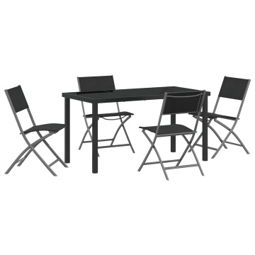 Set de 5 Piese pentru Masă de Grădină Negru din Textilenă și Oțel - Img 2