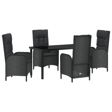 Set de 5 Piese pentru Masă în Grădină Negru Ratan Polimer - Img 2