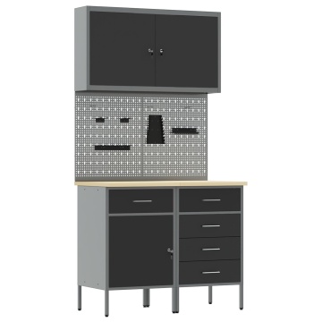 Set de banc de lucru 5 piese din oțel negru - Img 2