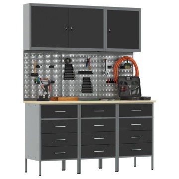 Set de banc de lucru de 8 piese din oțel negru - Img 3