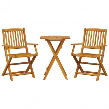 Set de bistro pliabil, 3 piese, lemn masiv de acacia - Img 2