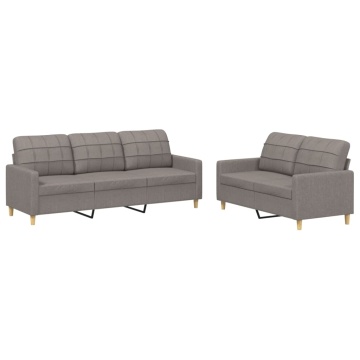 Set de canapea cu perne, 2 piese, gri taupe, material textil - Img 2