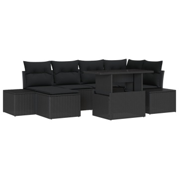 Set de canapea de grădină cu perne Negru Poliratan - Img 2