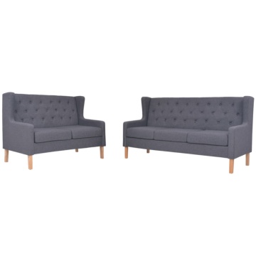 Set de canapele, 2 piese, material textil, gri - Img 1