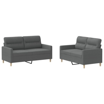 Set de canapele cu perne, 2 piese, gri închis, textil - Img 2