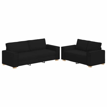 Set de canapele cu perne, 2 piese, negru, textil - Img 2