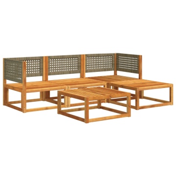 Set de canapele de grădină cu perne, 5 buc., lemn masiv acacia - Img 3