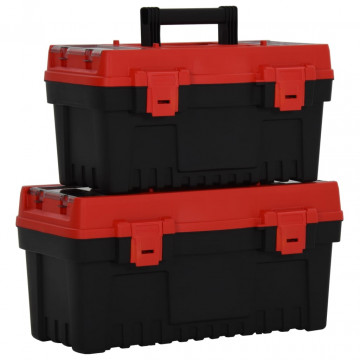 Set de cutii de scule, 2 piese, negru și roșu, polipropilenă - Img 1