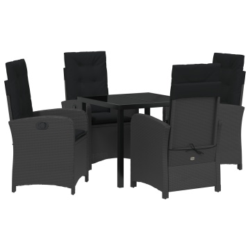 Set de dining de grădină 5 piese cu perne Negru Ratan sintetic - Img 2