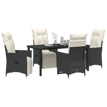 Set de dining de grădină cu 5 piese cu perne Poliratan Negru - Img 3