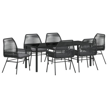Set de dining de grădină cu 7 piese și perne din poliratán negru - Img 2