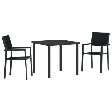 Set de dining în grădină 3 piese Negru Poly Rattan - Img 2