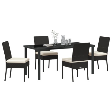 Set de dining pentru grădină 5 Piese Negru Poliratan - Img 3