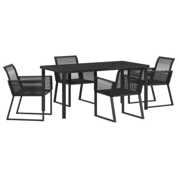 Set de dining pentru grădină , 5 piese, negru, ratan - Img 2