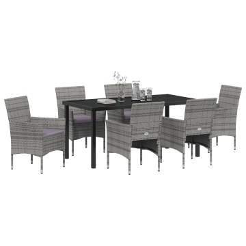 Set de Dining pentru Grădină 7 Piese Gri Ratan Polifibră - Img 3