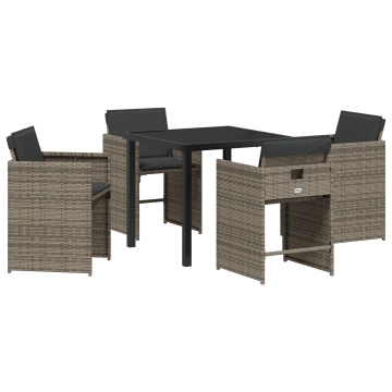 Set de Dining pentru Grădină cu Perne Gri Poliratan - Img 2