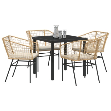 Set de Dining pentru Grădină cu Perne Maro Ratan Polimer - Img 3