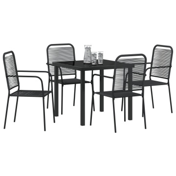 Set de dining pentru grădină de 5 piese Negru Sfoară de bumbac și Oțel - Img 3