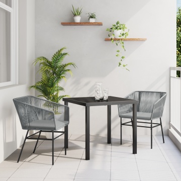 Set de dining pentru grădină din 3 piese cu perne Gri din poliratan - Img 1