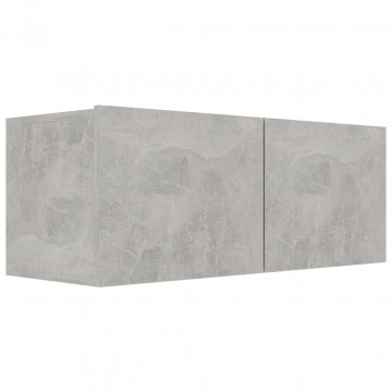 Set de dulapuri TV, 4 piese, gri beton, lemn prelucrat - Img 7