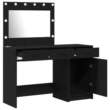 Set de Masă de Toaletă 2 Piese cu LED Negru din Lemn Ingineresc - Img 4