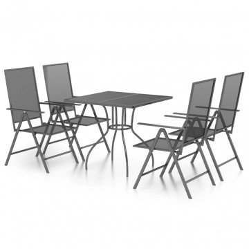 Set de masă pentru grădină, 5 piese, antracit, oțel - Img 2