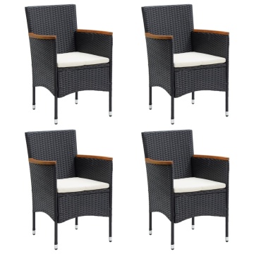 Set de masă pentru grădină, 5 piese, cu perne, negru - Img 4