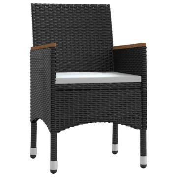 Set de masă pentru grădină, 7 piese, cu perne, negru - Img 3