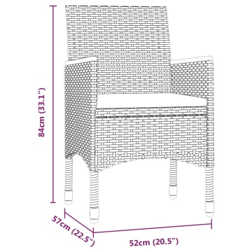 Set de masă pentru grădină, 7 piese, cu perne, negru - Img 7