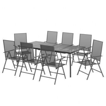 Set de masă pentru grădină, 9 piese, antracit, oțel - Img 3