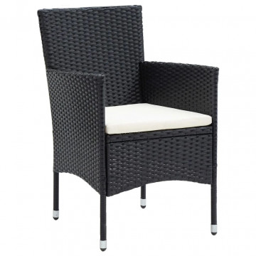 Set de masă pentru grădină cu perne, 7 piese, negru, poliratan - Img 4