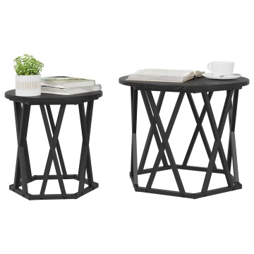 Set de mese laterale nesting 2 buc Negru Stejar Lemn compus - Img 3