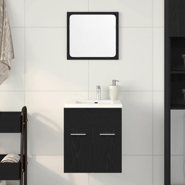Set de mobilier de baie din 2 piese din lemn de stejar negru - Img 1