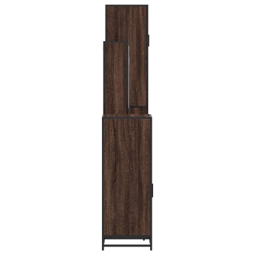 Set de mobilier de baie din 4 piese din lemn de stejar maro - Img 6