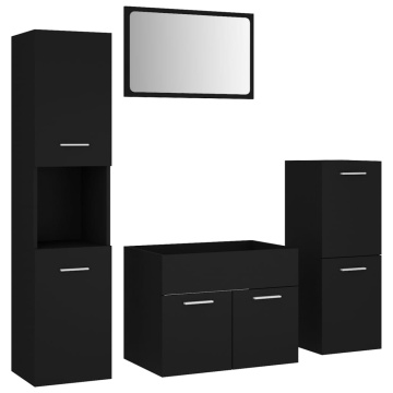 Set de mobilier de baie, negru, lemn prelucrat - Img 2