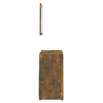 Set de mobilier de baie, stejar fumuriu, lemn prelucrat - Img 6