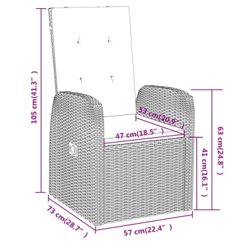 Set de mobilier pentru grădină, cu perne, 3 piese, gri - Img 7