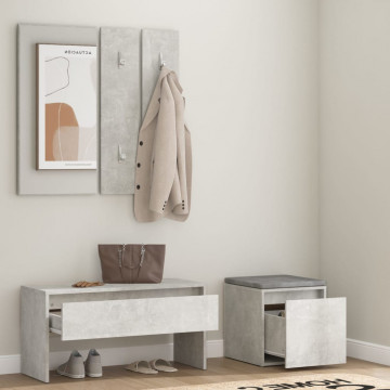 Set de mobilier pentru hol, gri beton, lemn prelucrat - Img 3