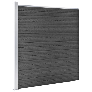 Set de panouri de gard, negru, 1311x(105-186) cm, WPC - Img 4